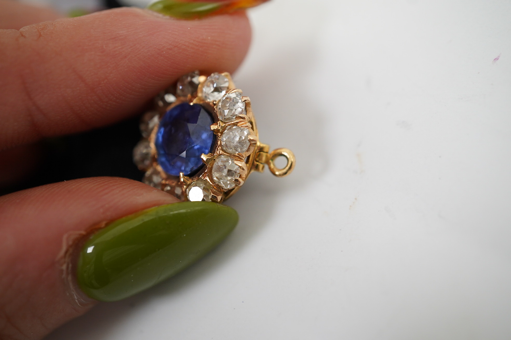 A sapphire and diamond slide/pendant, 19th century